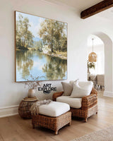 Modern Scenic Landscape Oil Painting on Canvas, Large Square – ArtExplore