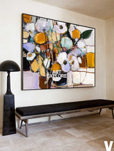 Modern Textured Flower Garden Painting - Original Oil on Canvas