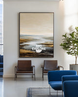 Modern Textured Lake Abstract, Handmade Oil on Canvas for Large Office ArtExplore