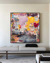 Modern Urban Graffiti Canvas – Square Handmade Texture Painting for Large Spaces | ArtExplore