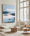 Modern Vertical Blue Abstract Painting – Handmade Oil Texture Art for Interiors | ArtExplore