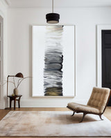 Modern Vertical Brush Line Painting | Minimalist Textured Art | ArtExplore