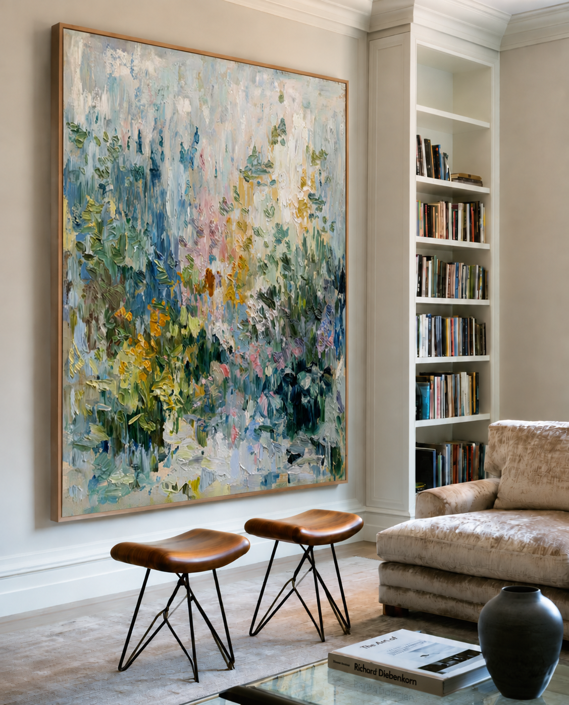 Modern Vertical Floral Wall Art Textured Oil Painting | Handmade Modern Wall Art | ArtExplore