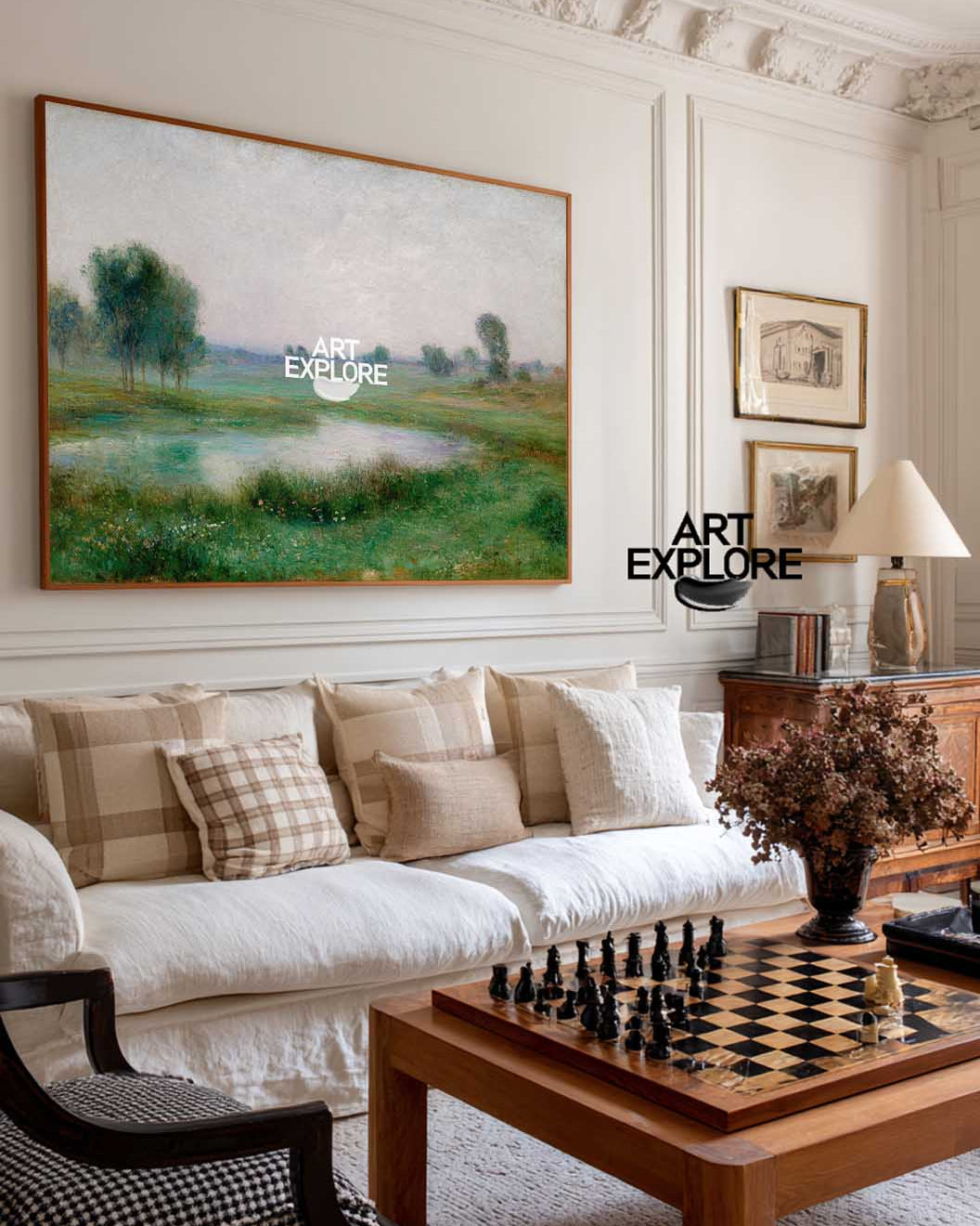 Modern Vertical Lake and Tree Wall Art for Hallway or Office – ArtExplore