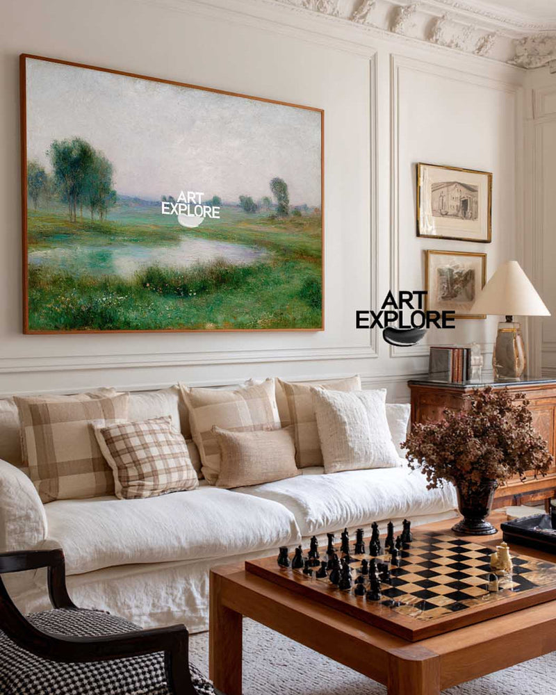 Modern Vertical Lake and Tree Wall Art for Hallway or Office – ArtExplore