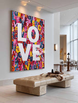Modern Vertical Love Canvas - Large Colorful Art for Living Room | ArtExplore