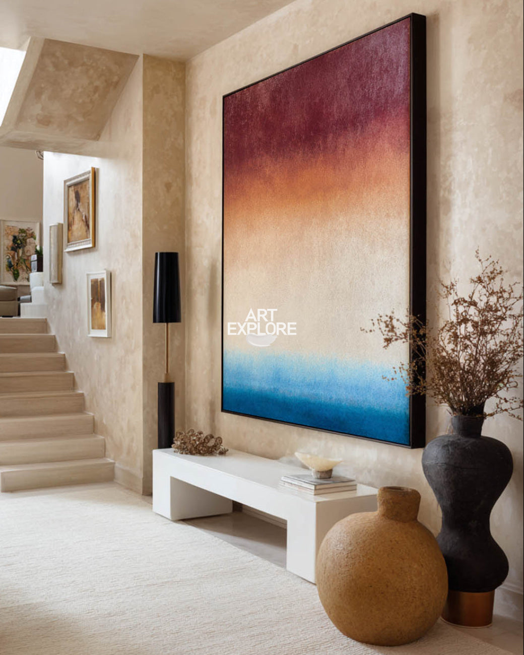 Modern Vertical Neon Color Abstract Painting, Large Wall Art – ArtExplore
