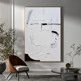 Modern Vertical White Canvas Art – Plaster & Oil Texture | ArtExplore
