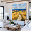 Modern Village Oil Painting Extra Large Countryside View Textured Wall Art Livingroom Painting