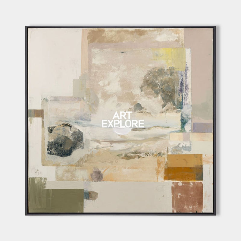 Modern Wabi-Sabi Earth Tone Painting | Large Handmade Square Canvas ArtExplore