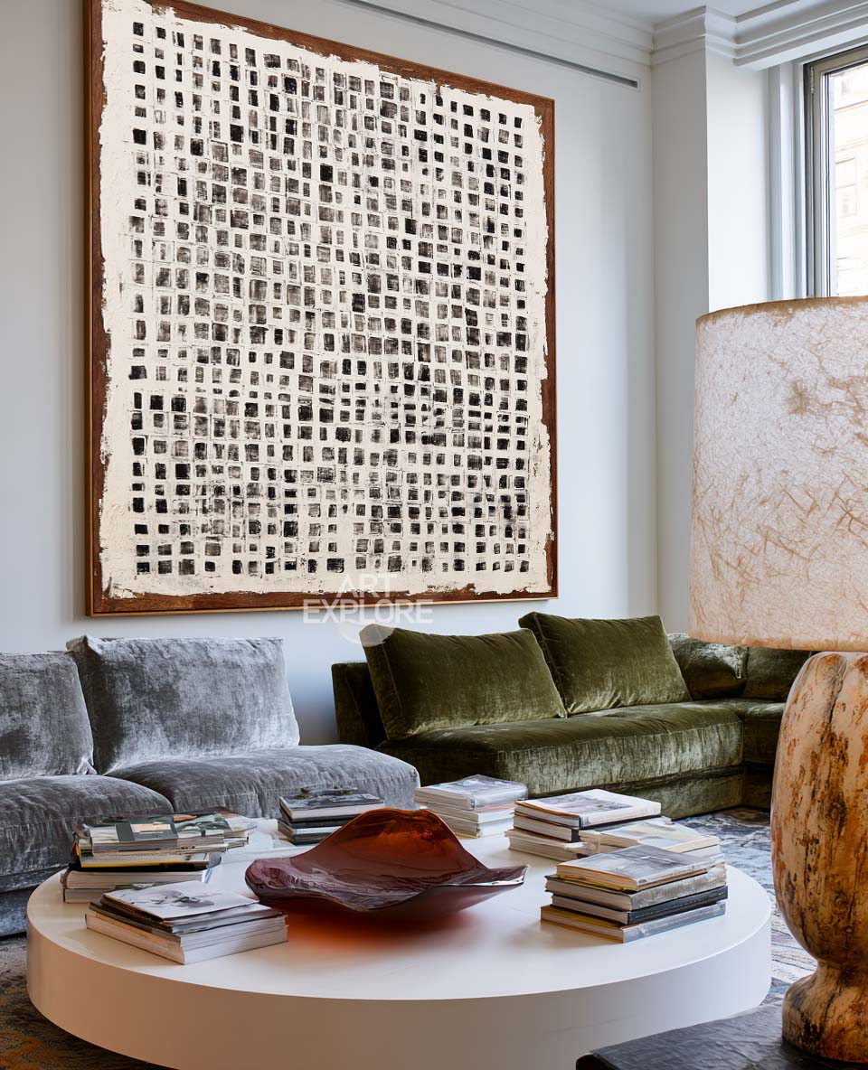 Modern Wabi-Sabi Square Texture Painting for Minimalist Large Wall Art For Sale – ArtExplore