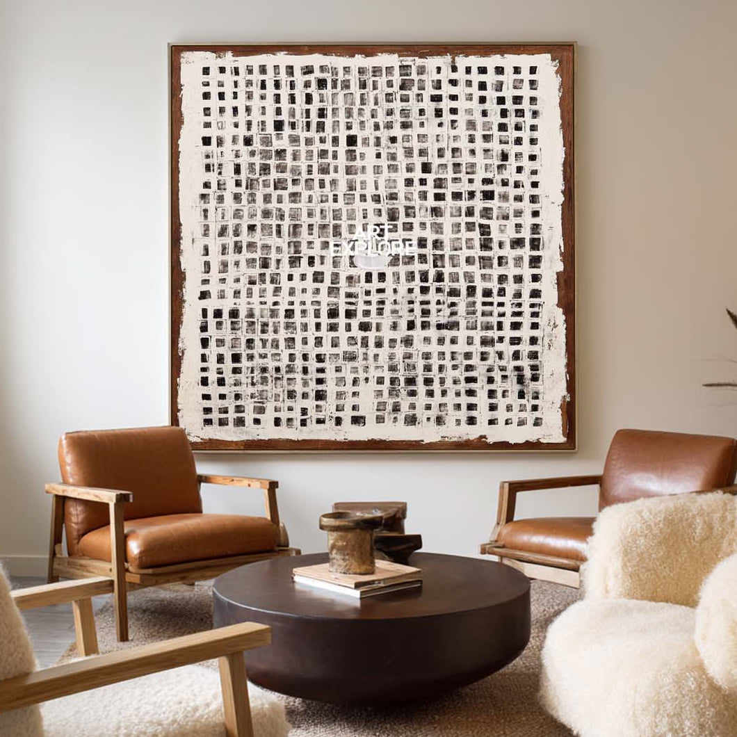 Modern Wabi-Sabi Square Texture Painting for Minimalist Large Wall Art For Sale – ArtExplore