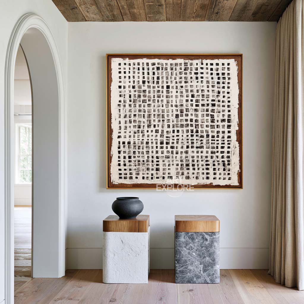 Modern Wabi-Sabi Square Texture Painting for Minimalist Large Wall Art For Sale – ArtExplore