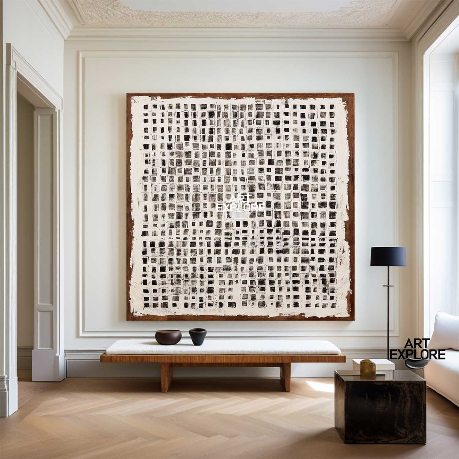 Modern Wabi-Sabi Square Texture Painting for Minimalist Large Wall Decor – ArtExplore