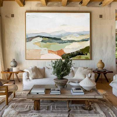 Modern White Wall Art Landscape Original textured wall paintings Minimalist Abstract Canvas Art