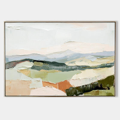 Modern White Wall Art Landscape Textured Colorful Minimalist Abstract Bespoke Handmade Canvas Art