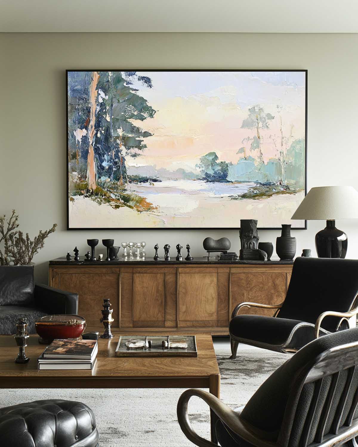 Modern White Wall Art Landscape Textured Wall Art Colorful Minimalist Abstract Livingroom Wall Art