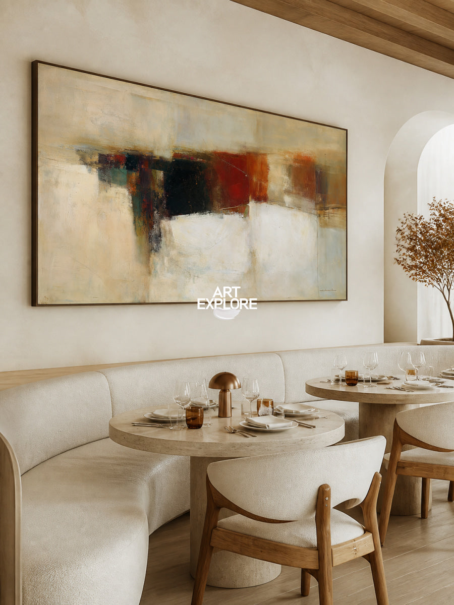 Large Neutral Abstract Wall Art For Living Room And Office