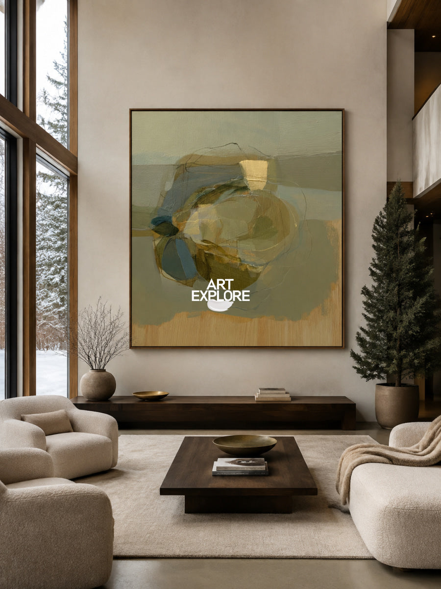 Modern Minimalist Wall Art For Living Room Green Abstract Decor