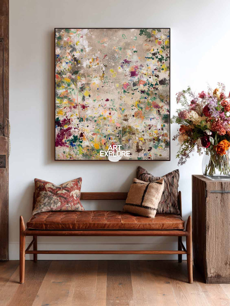 Colorful Abstract Wall Art In Earth Tones For Living Room And Office Decor