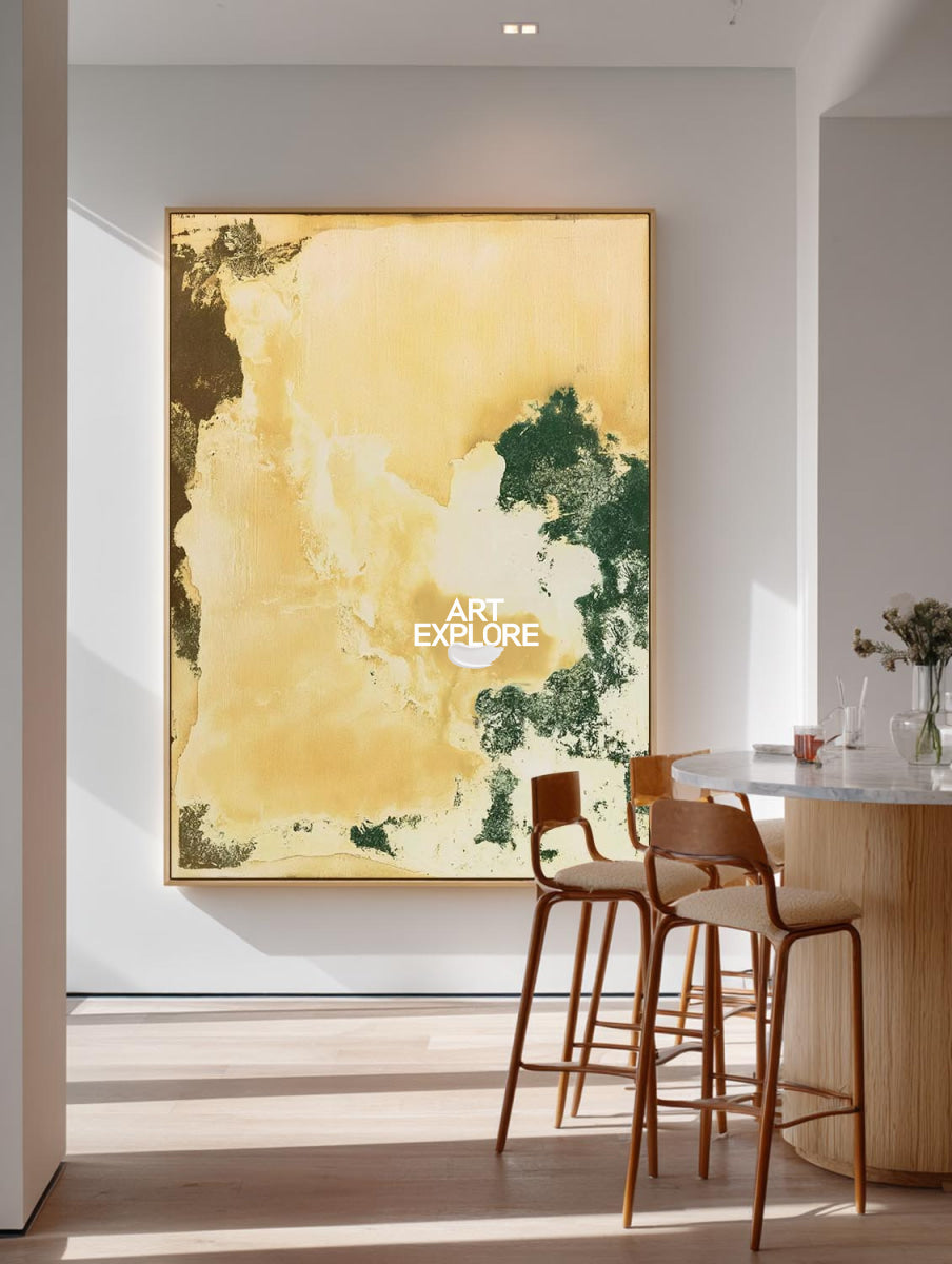 Abstract Gold And Green Canvas Painting Hand-Painted Original Art For Modern Home