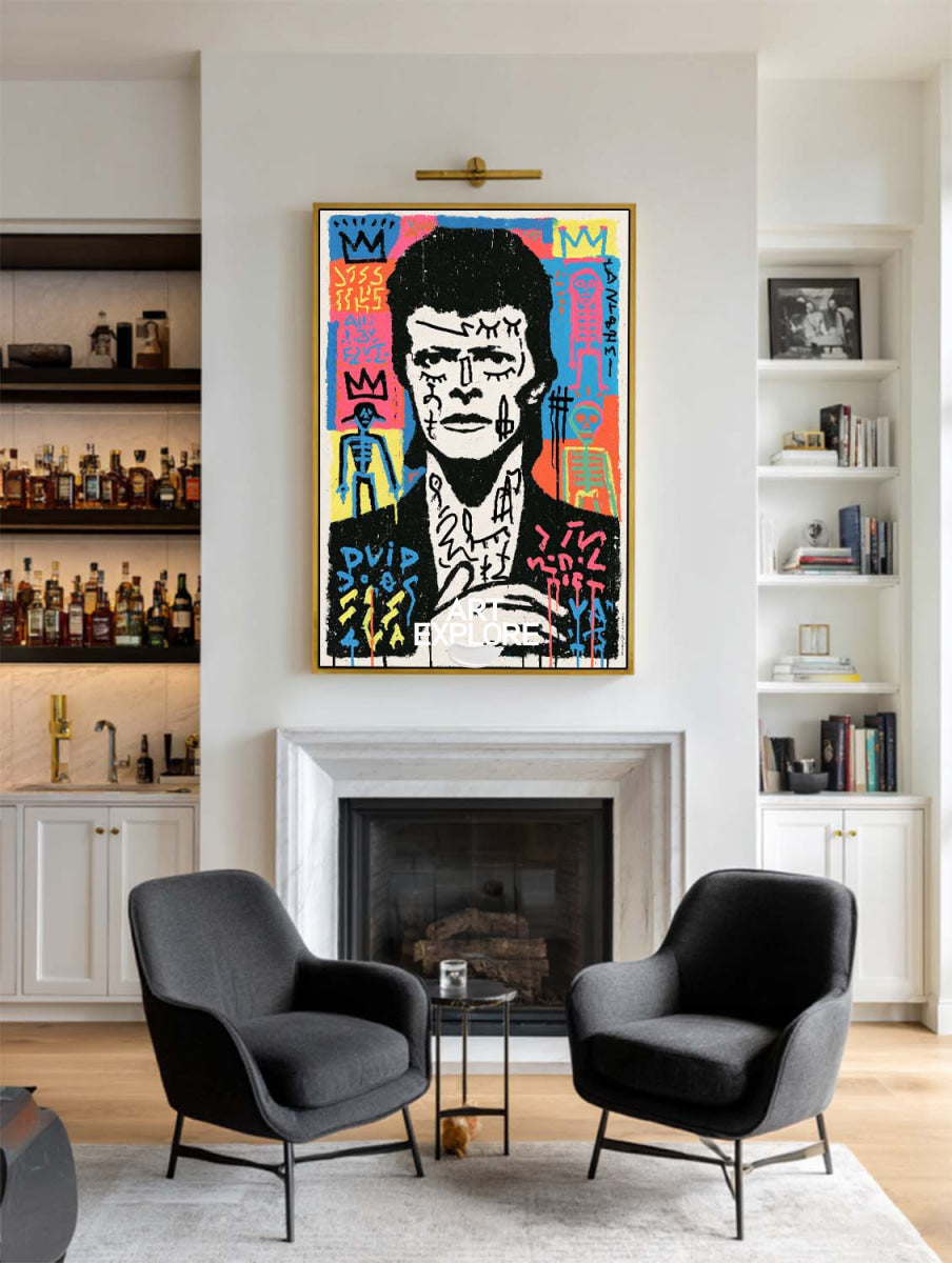 David Bowie Graffiti Portrait Canvas Painting Hand-Painted Pop Art Wall Art