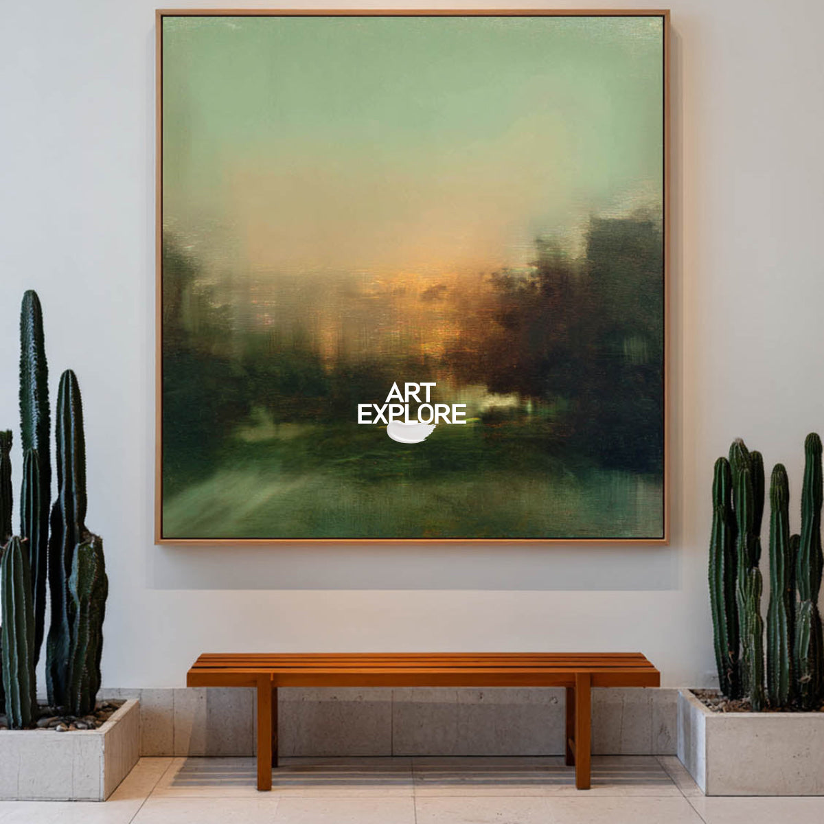 Abstract Green Landscape Painting With Black Hues For Modern Living Room Decor Original Art