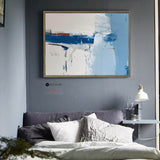 Blue Plaster Abstract Wall Art ,Blue Textured Wall Art, Large White Blue Abstract Painting