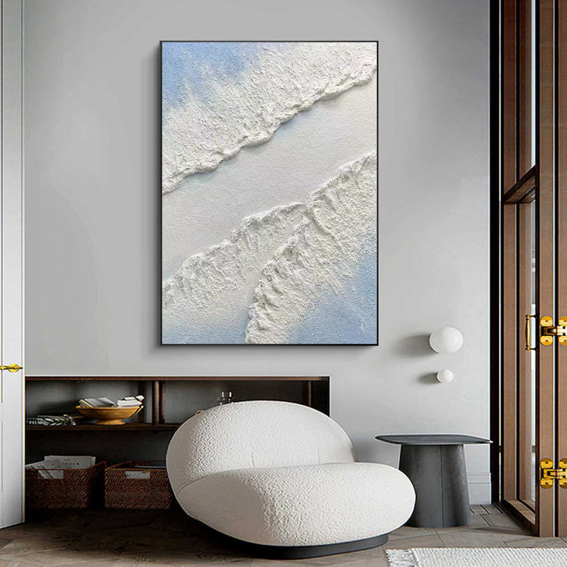 3D Blue Rich Textured Minimalist Painting Large Minimalist Art Blue Abstract Canvas Painting