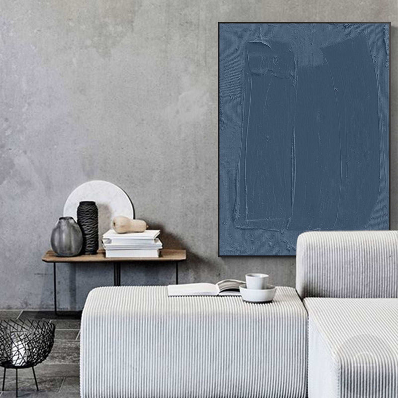 Blue 3D Textured Painting Blue 3D Minimalist Painting Large Blue Abstract Painting