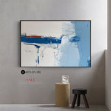 Blue Plaster Abstract Wall Art ,Blue Textured Wall Art, Large White Blue Abstract Painting