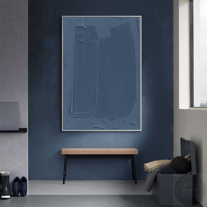 Blue 3D Textured Painting Blue 3D Minimalist Painting Large Blue Abstract Painting