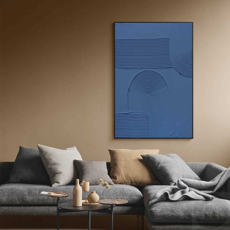3D Blue Modern Minimalist Art Painting Texture Canvas Painting Abstract Acrylic Painting 