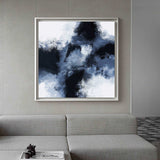 Textured Blue And Black Abstract Painting Dark Blue Wall Art Oversized Wall Art