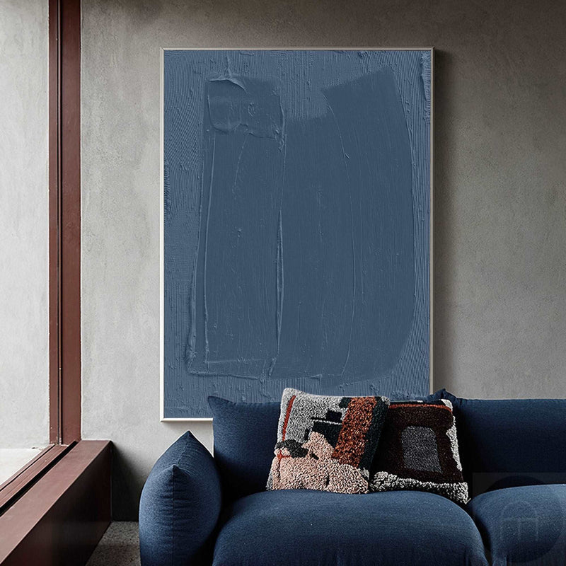 Blue 3D Textured Painting Blue 3D Minimalist Painting Large Blue Abstract Painting