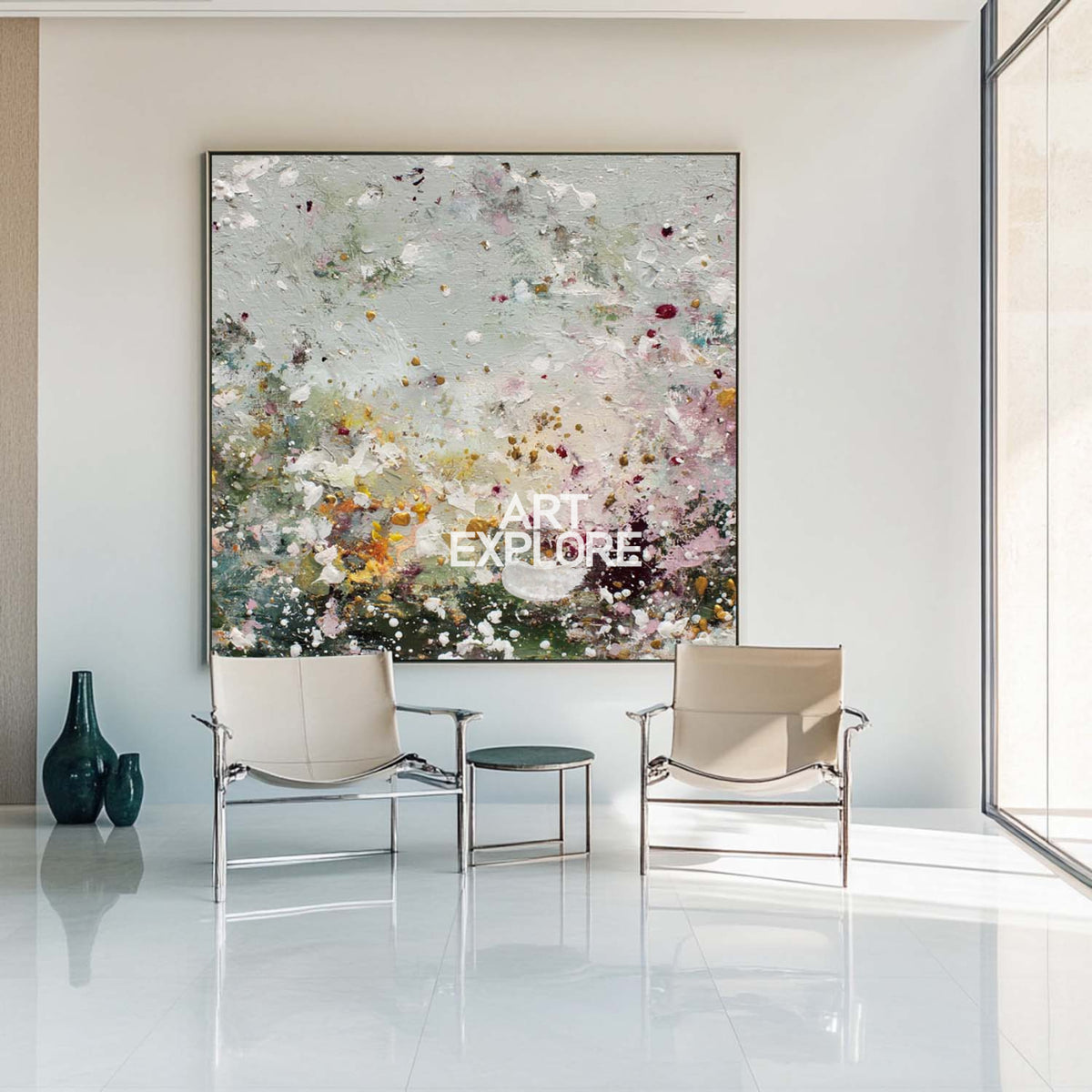 Natural Sage Green Textured Abstract Art for Large Spaces – ArtExplore
