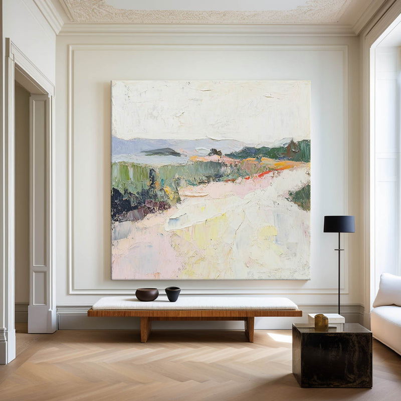 Natural Scenery Painting Beige Texture Landscape Livingroom Wall Art Luxury Modern Abstract Painting