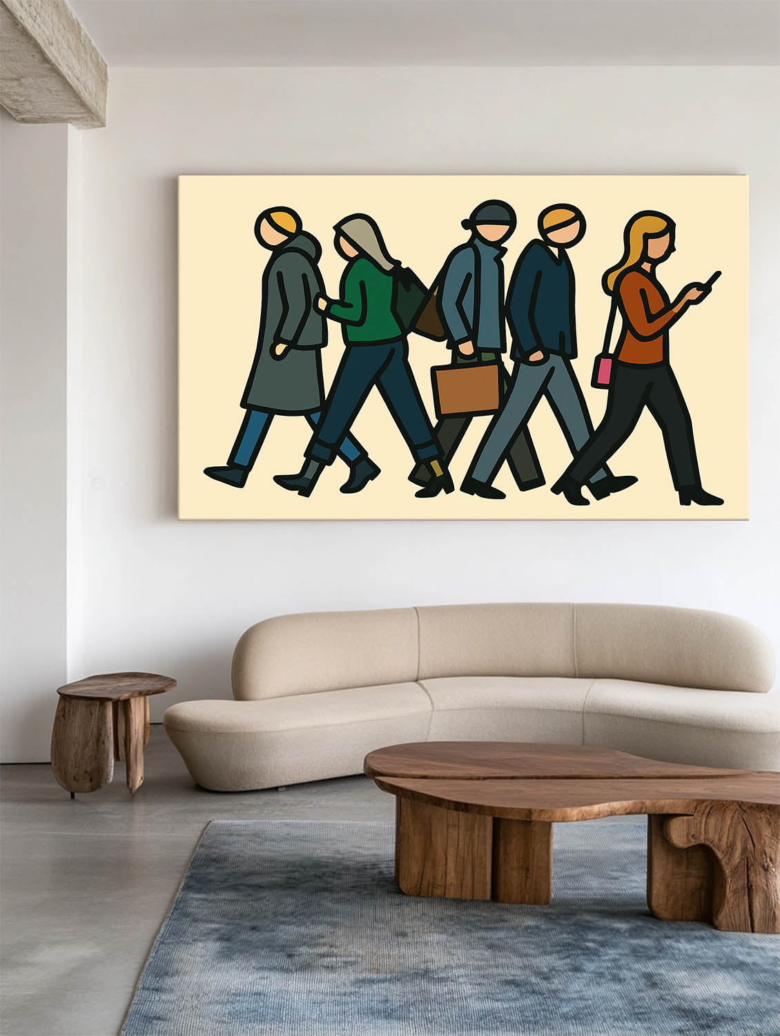 Neutral-Toned Pop Art – Large Handmade Canvas for Office, Bathroom, or Modern Home Settings