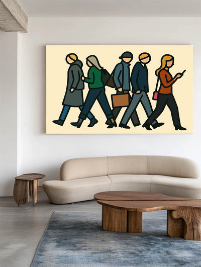 Neutral-Toned Pop Art – Large Handmade Canvas for Office, Bathroom, or Modern Home Settings