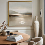 Neutral Lake Landscape Wall Art | Large Square Minimalist Canvas ArtExplore