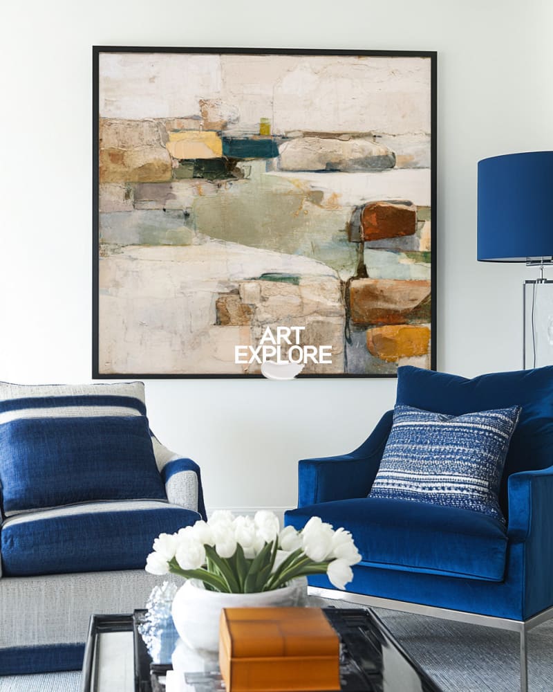 Neutral Wabi-Sabi Oil Painting for Large Spaces, Rich Texture Canvas – ArtExplore
