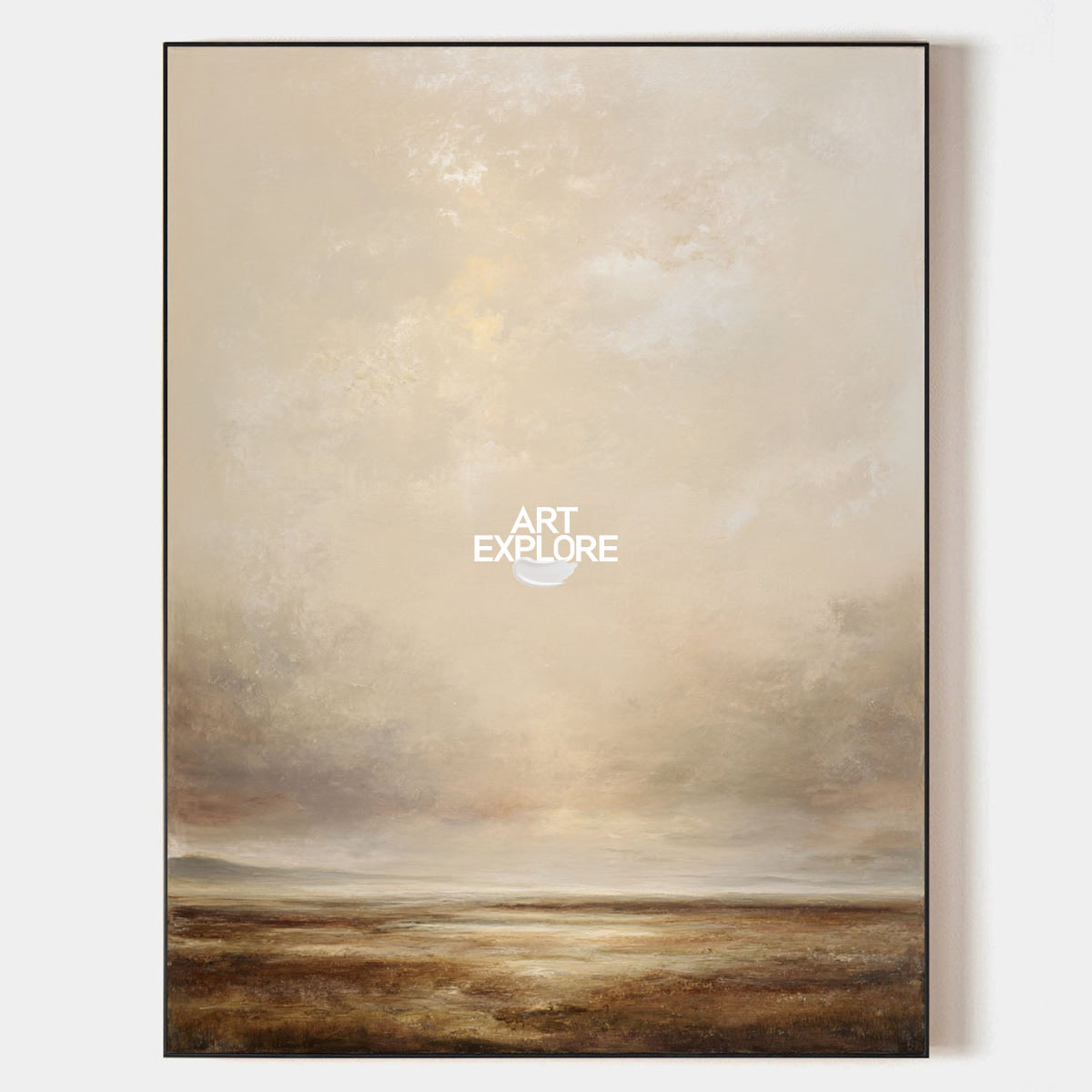 Discover This Serene Minimalist Painting Featuring Earthy Beige And Brown Tones With A Subtle Horizon. Perfect For Adding Quiet Luxury To Your Living Space.