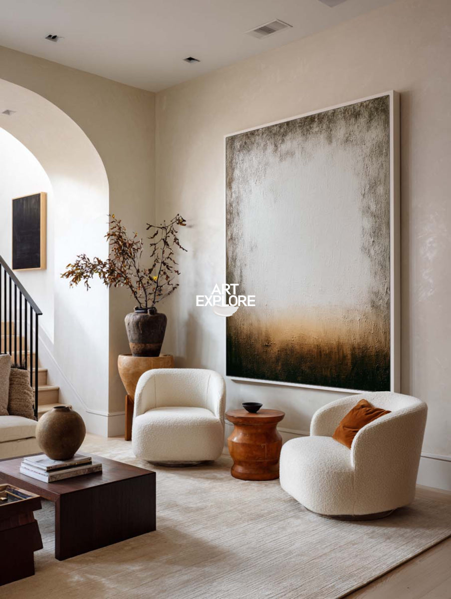 Wabi Sabi Inspired Minimalist Art With Organic Texture And Earthy Color Palette