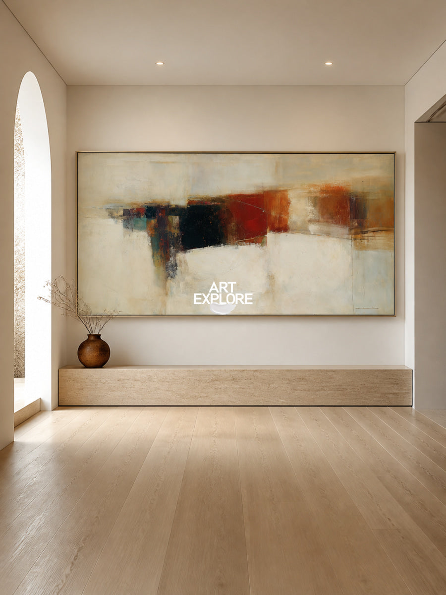 Large Neutral Abstract Wall Art For Living Room And Office