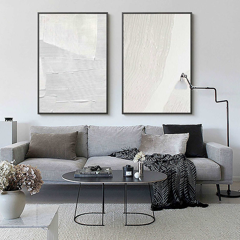 3D White Textured Abstract Art Minimalist Art Large Abstract Modern Minimal Wall Art For Sale