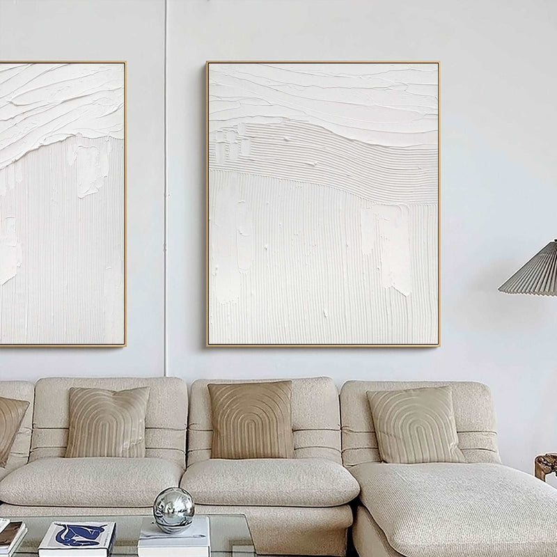 3D White Textured Abstract Art Minimalist Art Large Abstract Modern Minimal Wall Art For Sale