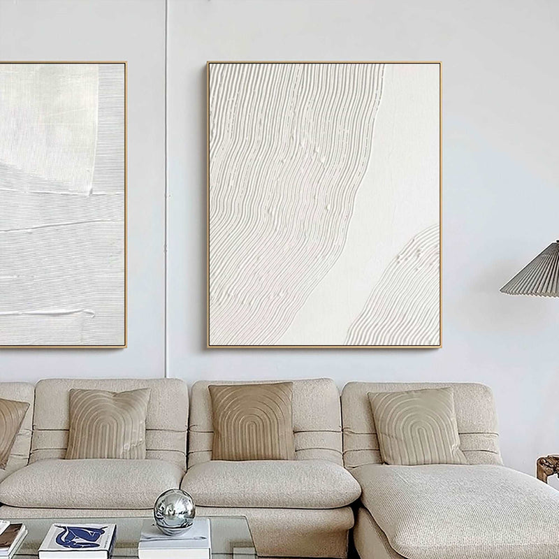 3D White Textured Abstract Art Minimalist Art Large Abstract Modern Minimal Wall Art For Sale