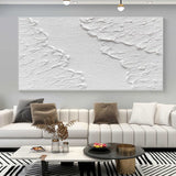Plaster Painting Art White Minimalist Painting White Canvas Wall Art Large Artwork For Bedroom 