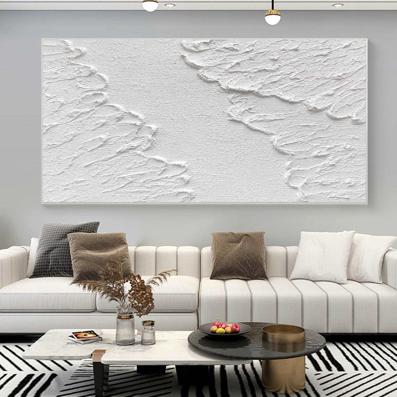 Large White 3D Abstract Art Plaster Wall Art Minimalist Art Textured  Acrylic Canvas Painting on sale