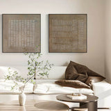 Wabi-sabi Brown Plaster Art Set of 2 Brown Texture Art Plaster Minimalist Diptych Square Painting